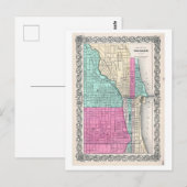 Antiek kaart uit 1855 van Chicago, (Voorkant / Achterkant)