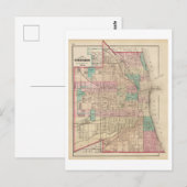 Antiek kaart uit 1873 van Chicago, (Voorkant / Achterkant)
