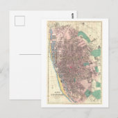 Antiek kaart uit 1890 van Liverpool, Engeland, (Voorkant / Achterkant)