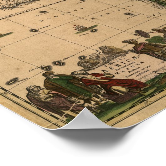 Antiek kaart van Afrika 1680 van Frederick De Wit Poster (Hoek)