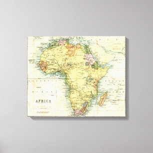 Antiek kaart van Afrika Canvas Afdruk