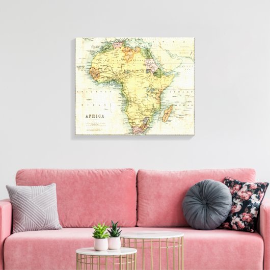 Antiek kaart van Afrika Canvas Afdruk (Insitu (Woonkamer))