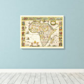 Antiek kaart van Afrika door Hondius en Jansson Canvas Afdruk (Insitu (Houten vloer))