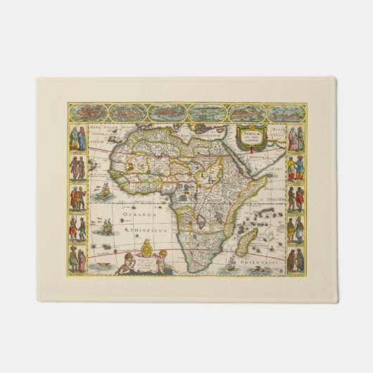 Antiek kaart van Afrika door Hondius en Jansson Deurmat (Voorkant)