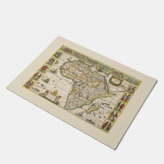 Antiek kaart van Afrika door Hondius en Jansson Deurmat (Schuin)