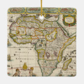 Antiek kaart van Afrika door Hondius en Jansson Keramisch Ornament (Achterkant)