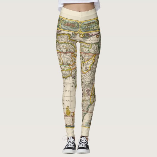 Antiek kaart van Afrika door Hondius en Jansson Leggings (Voorkant)