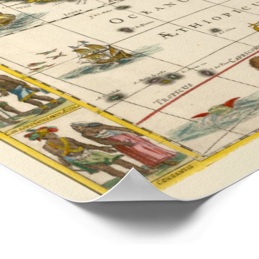 Antiek kaart van Afrika door Hondius en Jansson Poster (Hoek)