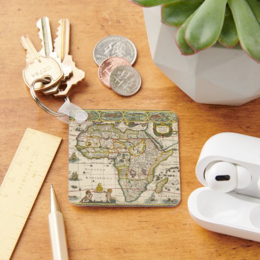 Antiek kaart van Afrika door Hondius en Jansson Sleutelhanger (Bureau)