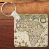 Antiek kaart van Afrika door Hondius en Jansson Sleutelhanger (Voorkant)