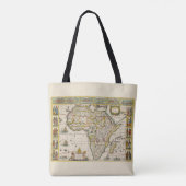 Antiek kaart van Afrika door Hondius en Jansson Tote Bag (Achterkant)