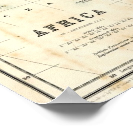 Antiek kaart van Afrika Poster (Hoek)