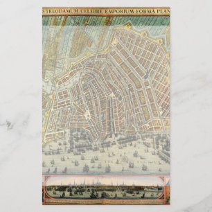 Antiek kaart van Amsterdam, Nederland
