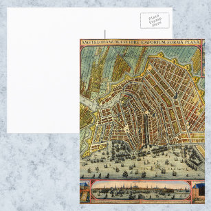 Antiek kaart van Amsterdam, Nederland