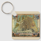 Antiek kaart van Amsterdam, Nederland Sleutelhanger (Voorkant)