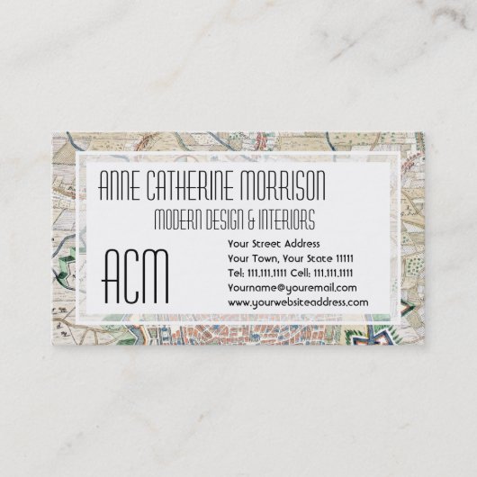 Antiek kaart van Antwerpse cartografie Visitekaartje (Voorkant)