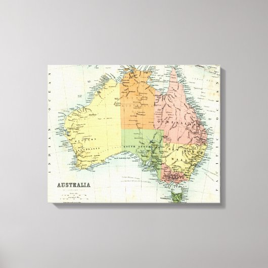 Antiek kaart van Australië Canvas Afdruk (Voorkant)