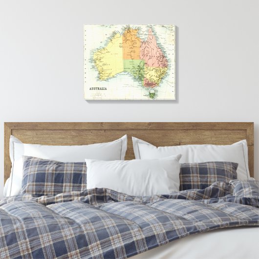 Antiek kaart van Australië Canvas Afdruk (Insitu (Slaapkamer))