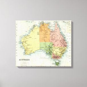 Antiek kaart van Australië Canvas Afdruk