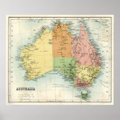 Antiek kaart van Australië Poster (Voorkant)