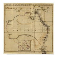 Antiek kaart van Australië rond 1770