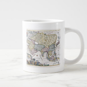 Antiek kaart van Azië   1696 Grote Koffiekop