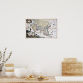 Antiek kaart van Azië | 1696 Poster (Keuken)