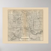 Antiek kaart van Baltimore Maryland 1866 Poster (Voorkant)