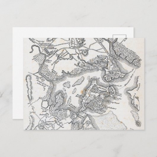 Antiek kaart van Boston | 1775-1776 (Voorkant / Achterkant)