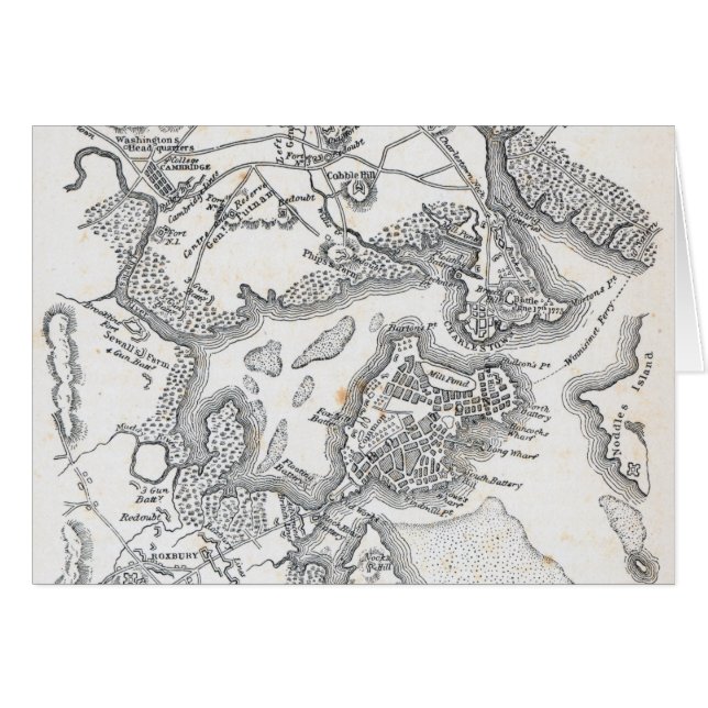Antiek kaart van Boston | 1775-1776 (Voorkant Horizontaal)