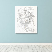 Antiek kaart van Boston | 1775-1776 Canvas Afdruk (Insitu (Houten vloer))