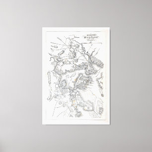 Antiek kaart van Boston   1775-1776 Canvas Afdruk