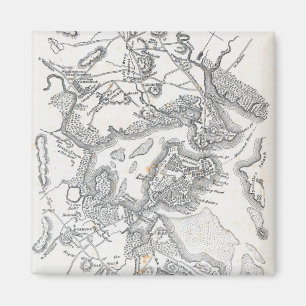 Antiek kaart van Boston 1775-1776 Magneet