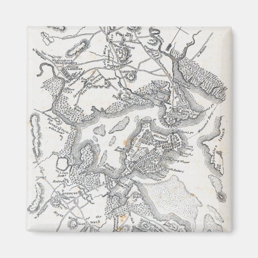 Antiek kaart van Boston | 1775-1776 Magneet (Voorkant)