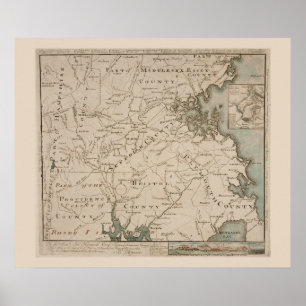 Antiek kaart van Boston en Environs 1775 Poster