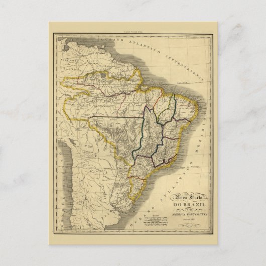 Antiek kaart van Brazilië in 1821 (Voorkant)