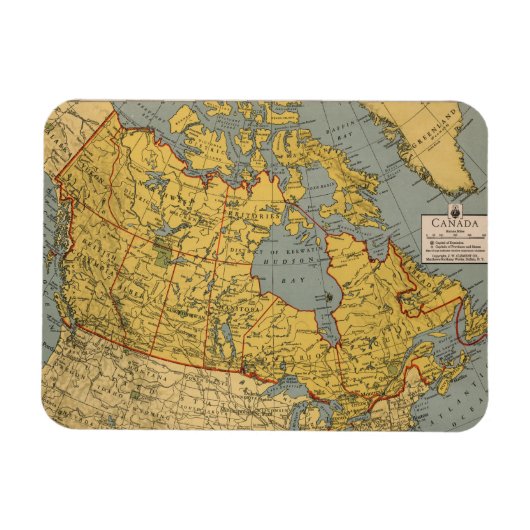 Antiek kaart van Canada Magneet (Horizontaal)