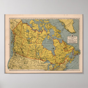 Antiek kaart van Canada Poster