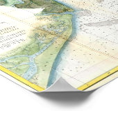 Antiek kaart van Charleston Harbor South Carolina Poster (Hoek)