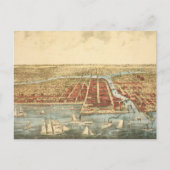 Antiek kaart van Chicago, LaSalle Street en River (Voorkant)