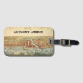 Antiek kaart van Chicago, LaSalle Street en River Bagagelabel (Voorkant (horizontaal))