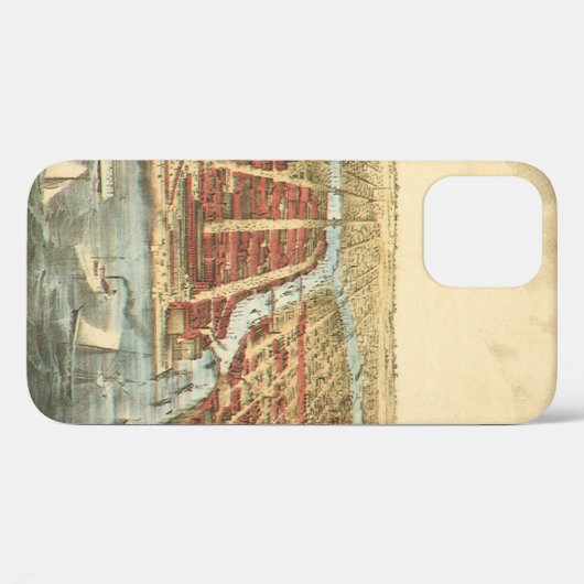 Antiek kaart van Chicago, LaSalle Street en River Case-Mate iPhone Case (Achterkant (horizontaal))