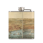 Antiek kaart van Chicago, LaSalle Street en River Heupfles (Achterkant)