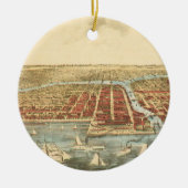 Antiek kaart van Chicago, LaSalle Street en River Keramisch Ornament (Voorkant)