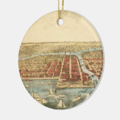 Antiek kaart van Chicago, LaSalle Street en River Keramisch Ornament (Links)