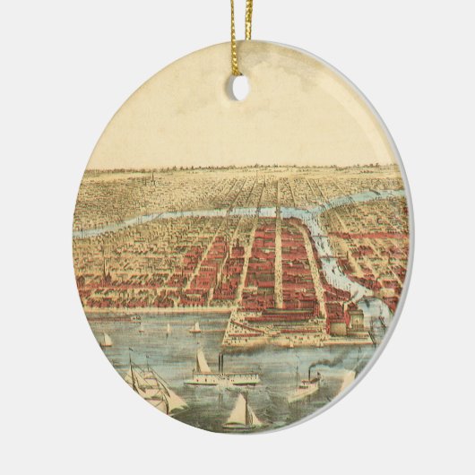 Antiek kaart van Chicago, LaSalle Street en River Keramisch Ornament (Links)