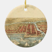 Antiek kaart van Chicago, LaSalle Street en River Keramisch Ornament (Achterkant)