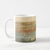 Antiek kaart van Chicago, LaSalle Street en River Koffiemok (Links)