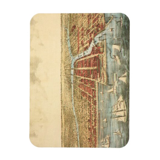 Antiek kaart van Chicago, LaSalle Street en River Magneet (Verticaal)