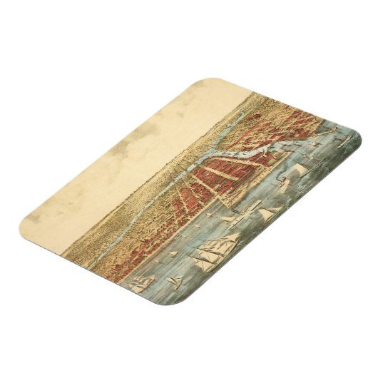 Antiek kaart van Chicago, LaSalle Street en River Magneet (Linkerzijde)